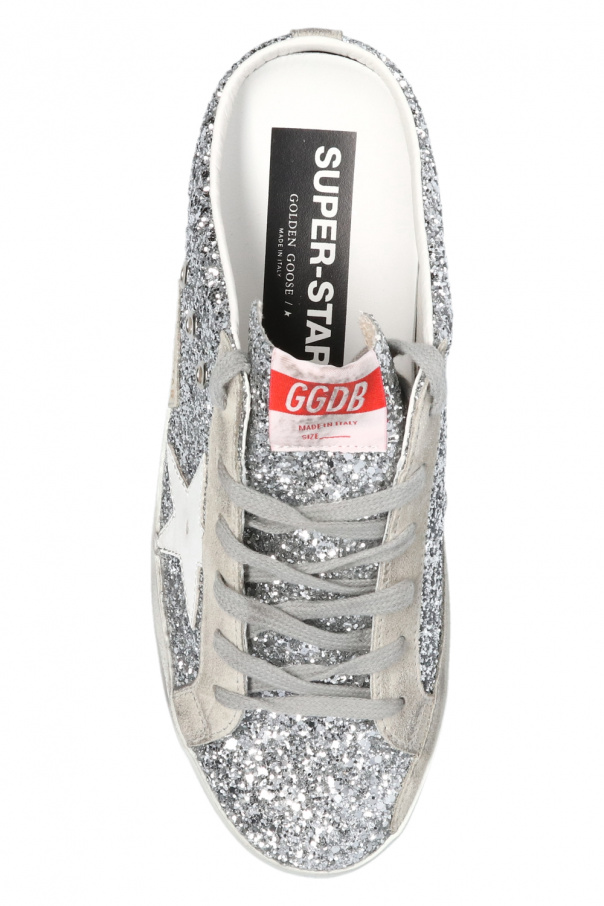 関税込★Golden  Silver Glitter Superstar Sabot Sneakers Sabot Golden Goose Superstar Glitter Silver with Red - E